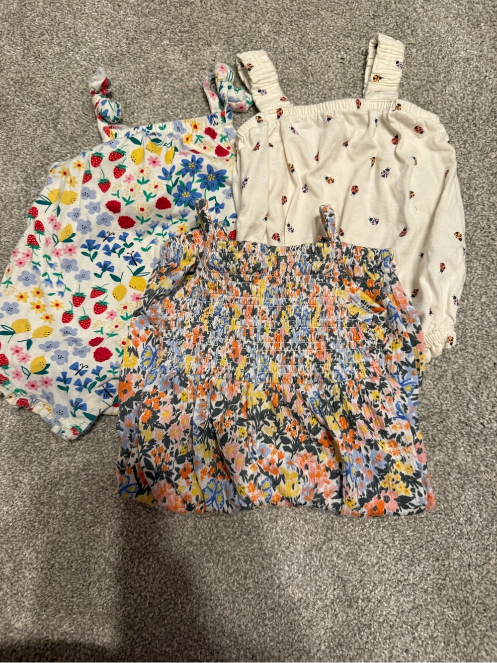 Old Navy Girls Floral and Cream Printed One-Piece Bodysuits - Multicolor
